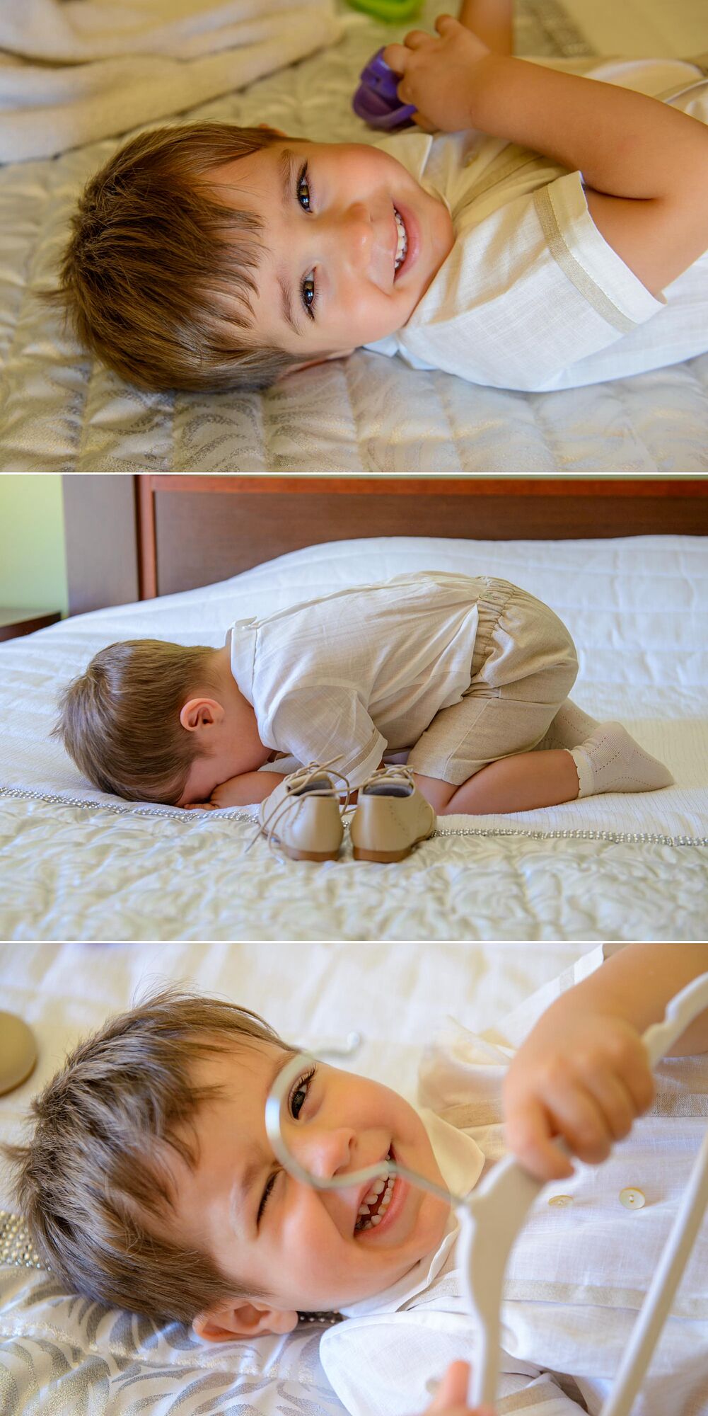 menino nos preparativos do seu batismo