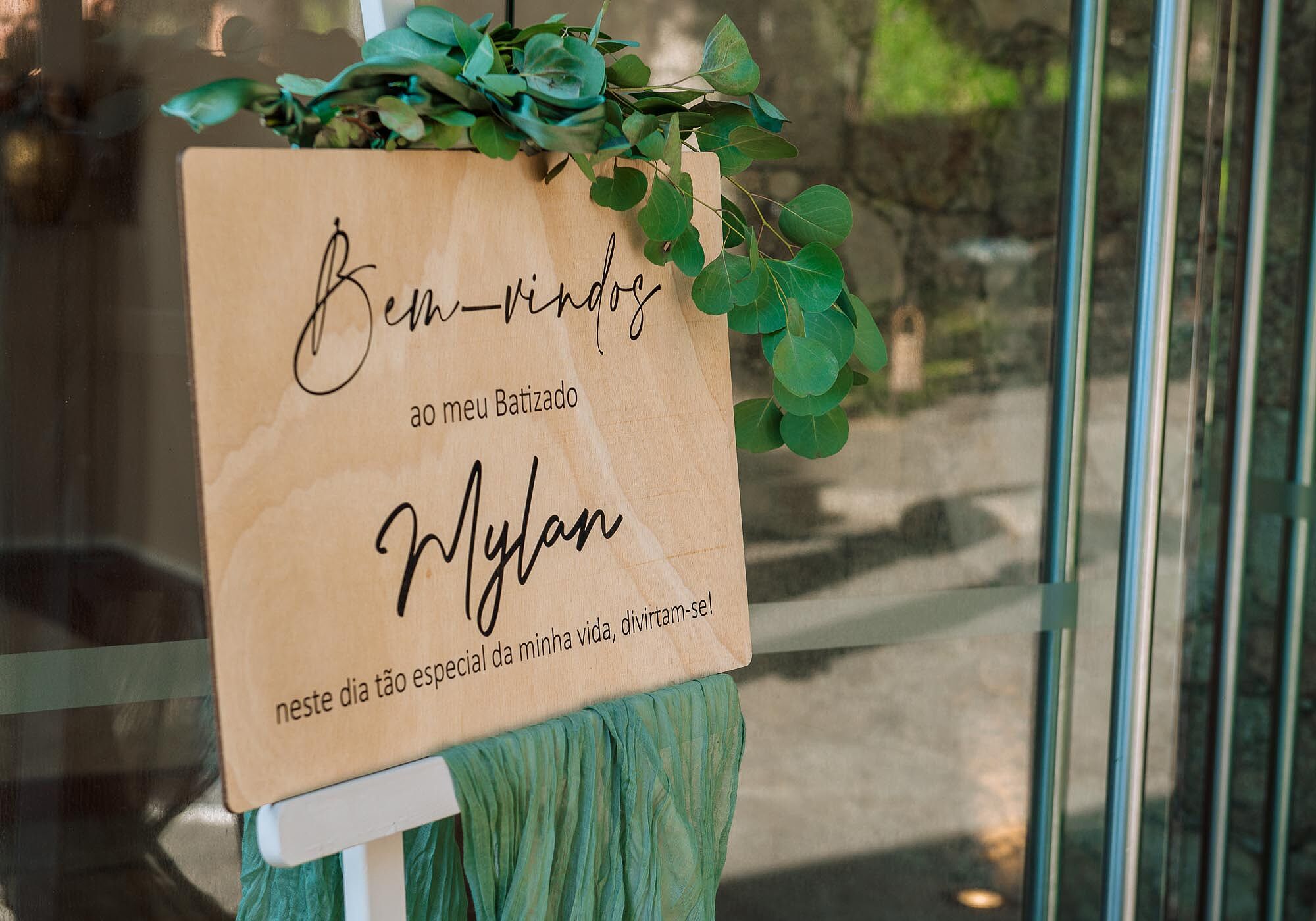 placa de boas vindas no dia do batismo