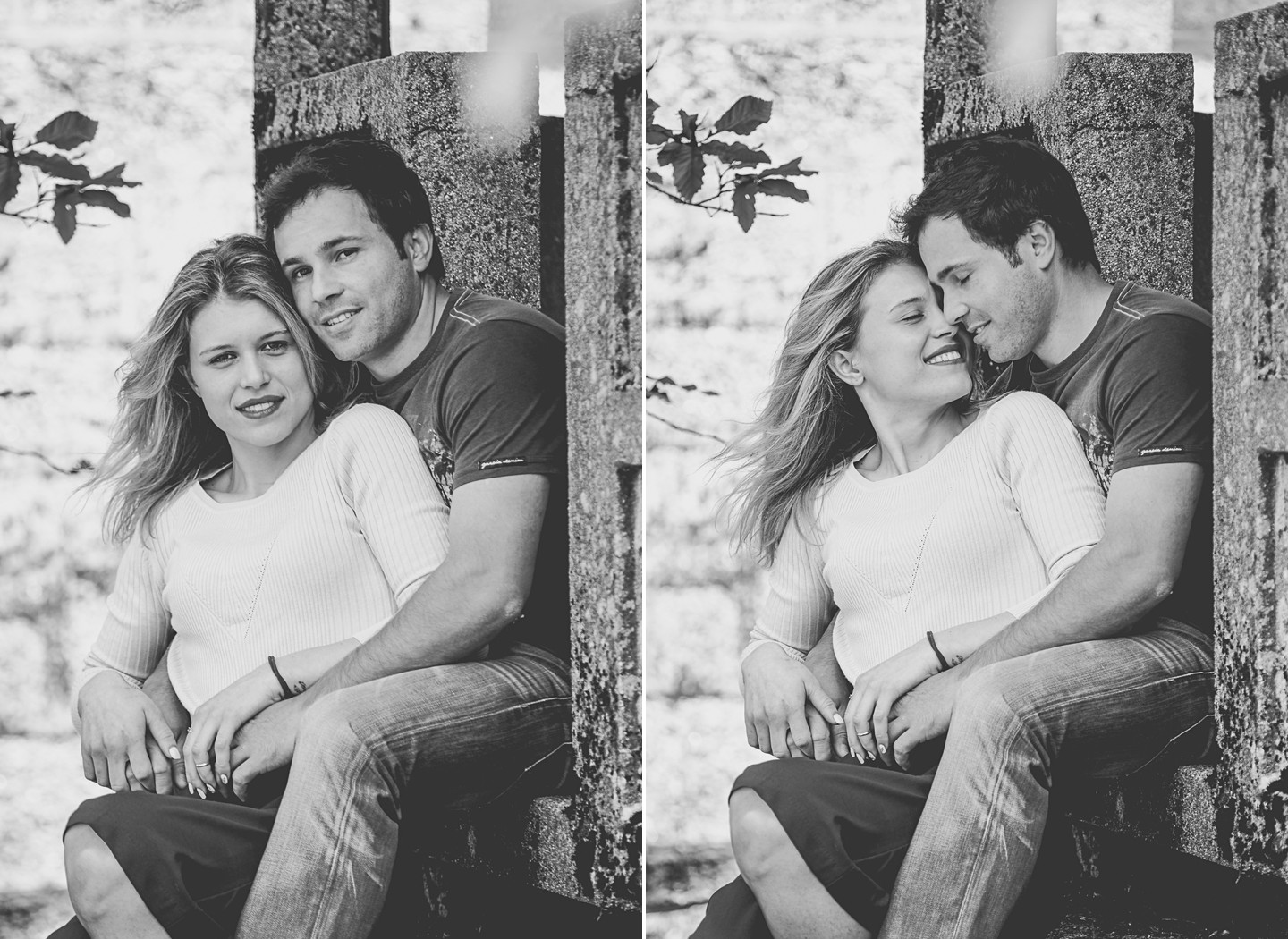 Montagem de 2 fotografias do casal de namorados 