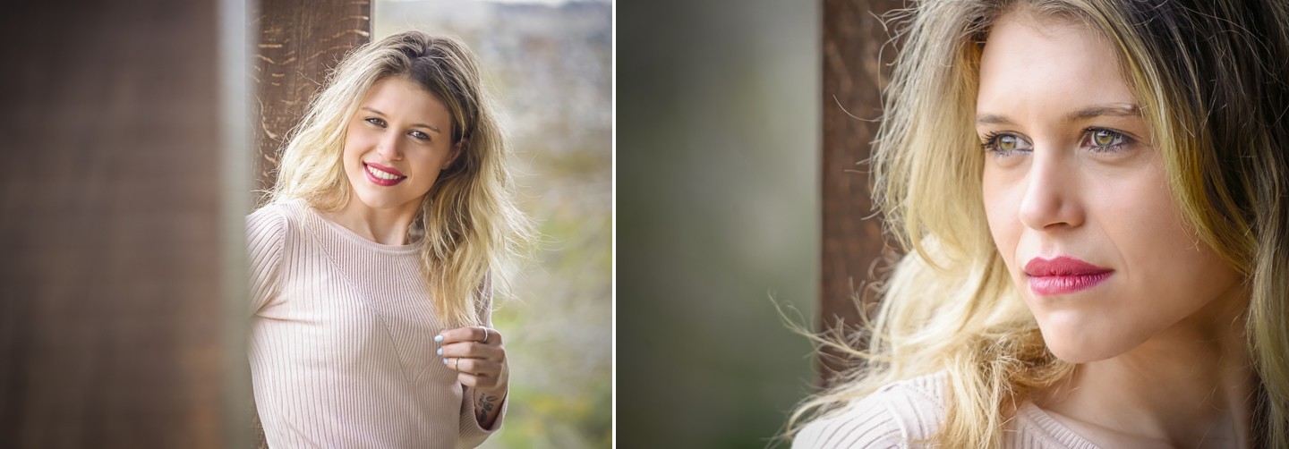 Montagem de duas fotografias da mulher a sorrir 