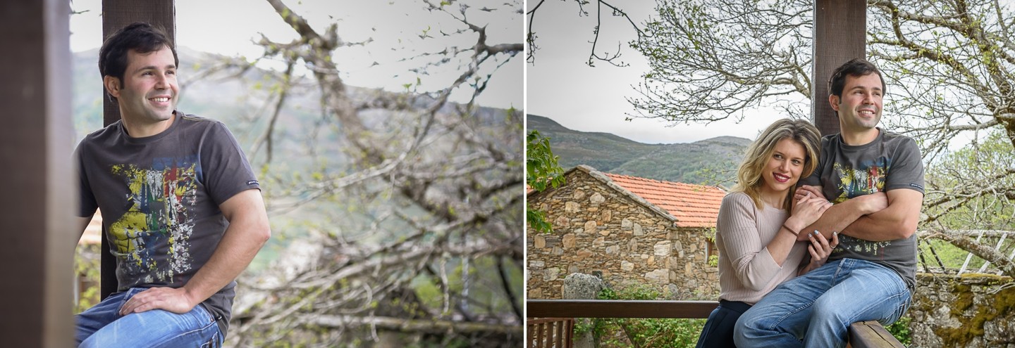 Montagem de duas fotografias onde o homem est&aacute; sozinho e dele com a namorada