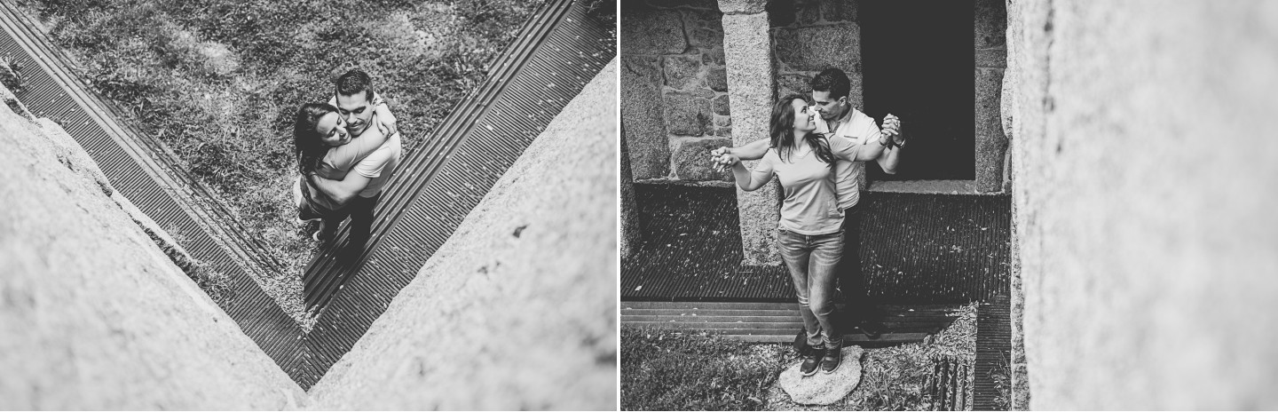 Montagem de 2 fotografias a abraçarem-se e a a segurarem-se pelas as mãos no São João de Arga