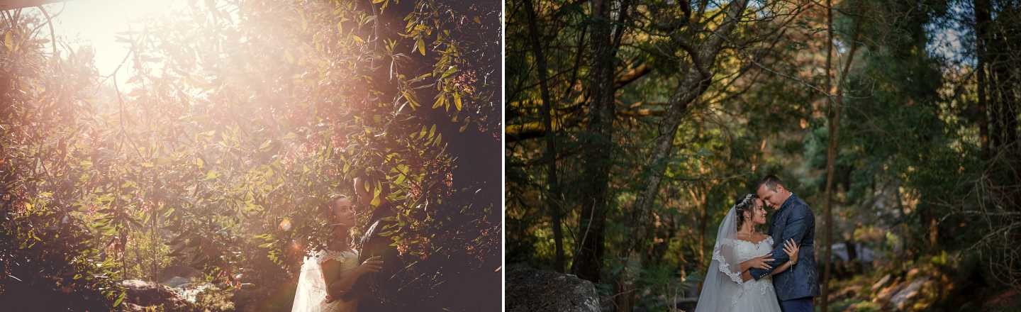 Pós Casamento :: Noivos a darem um abraço no meio do bosque