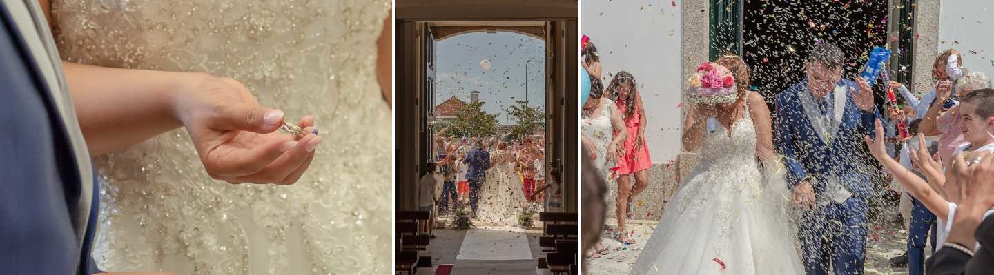 Montagem 3 fotografias :: Saída dos Noivos