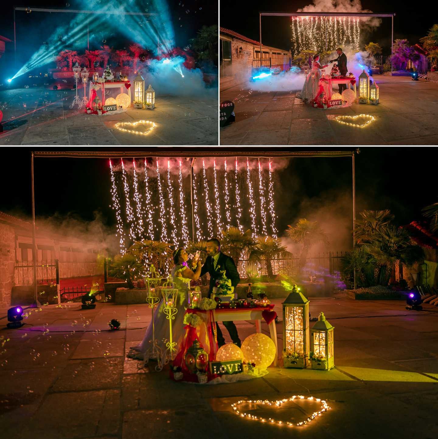 Montagem de 3 fotografias :: A cortagem do bolo