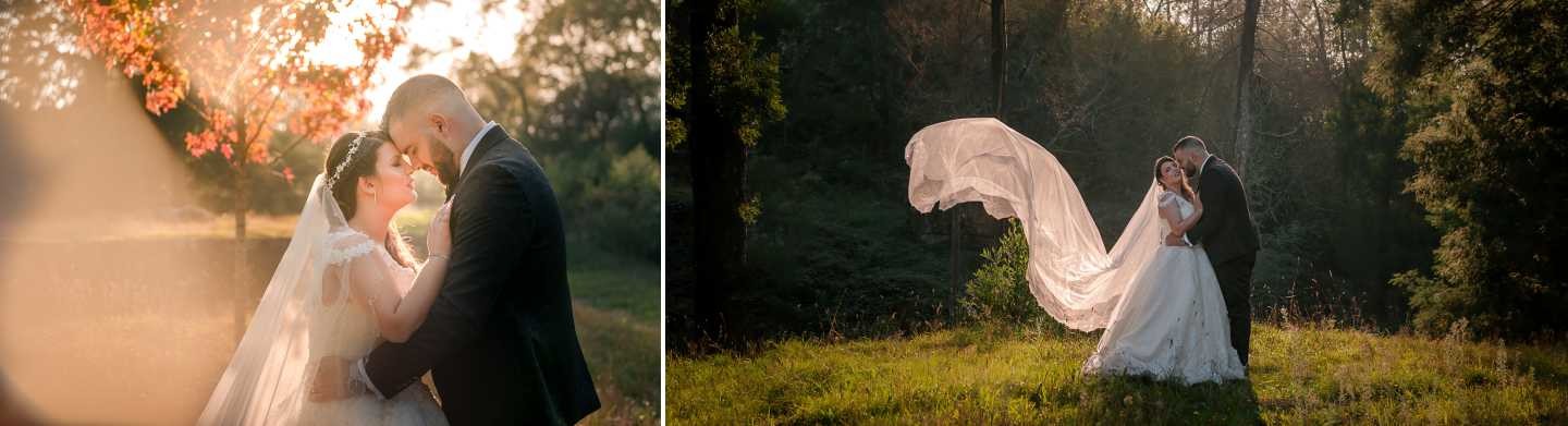 Montagem de 2 fotografias :: Noivos com as cabeças encostadas, Noivos a darem um abraço