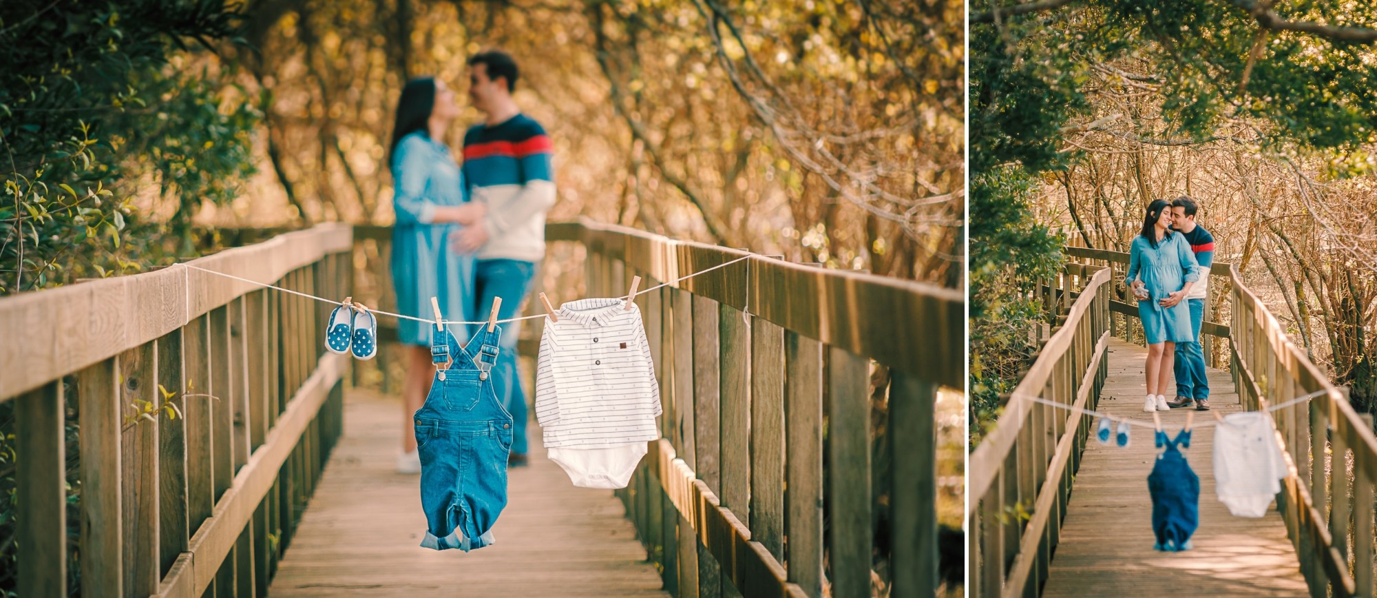 Roupinhas do bebe estendidas na ponte