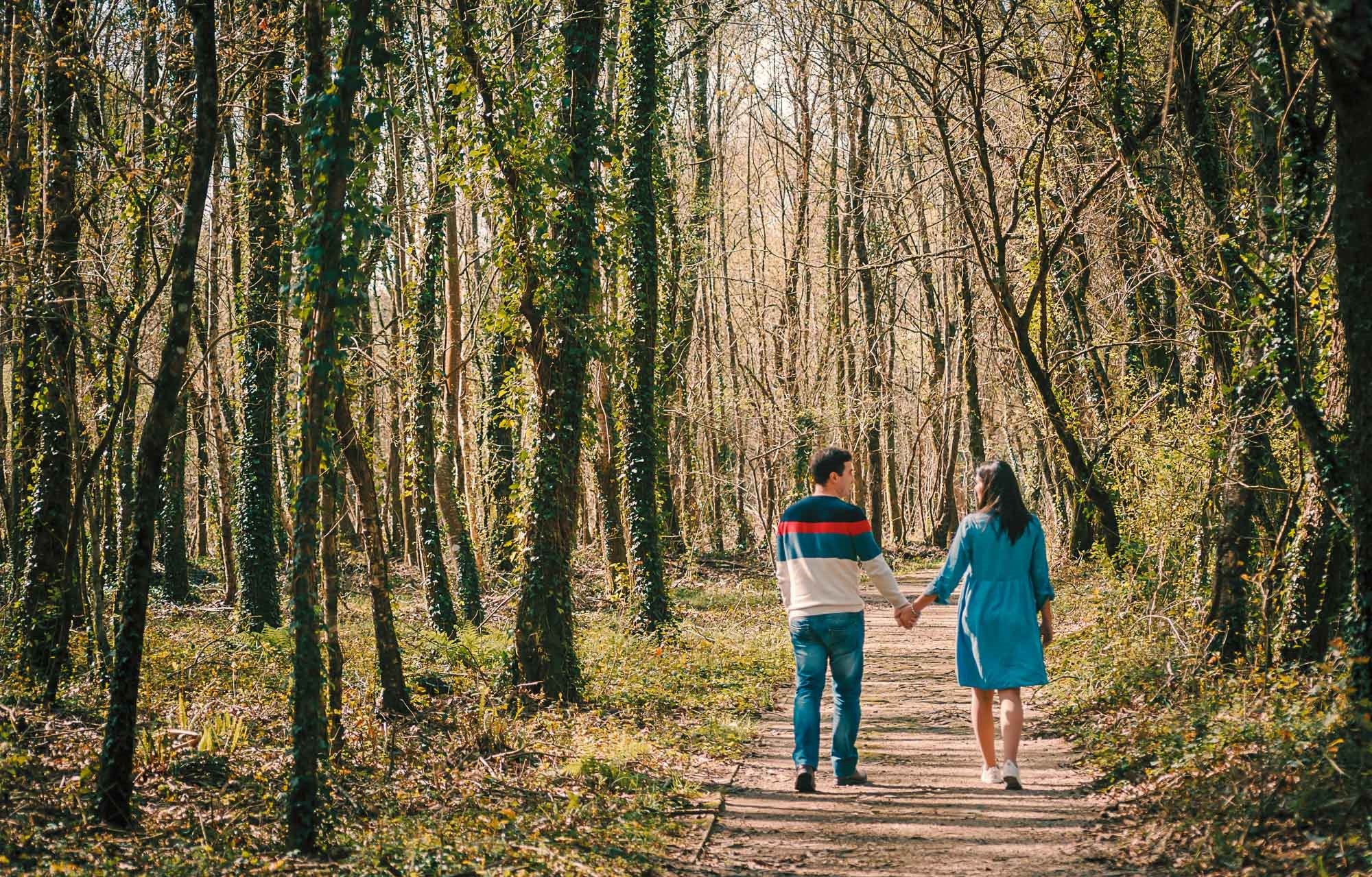 Ricardo e Anabela a caminharem de mãos dadas pelo o bosque
