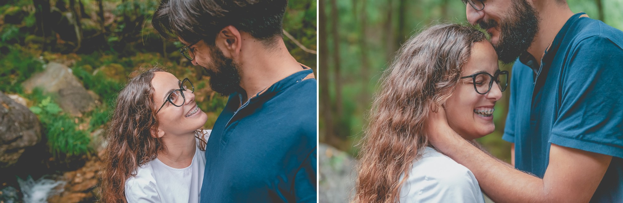 Isabel a olhar para o Filipe, Filipe a dar um beijo na testa da Isabel