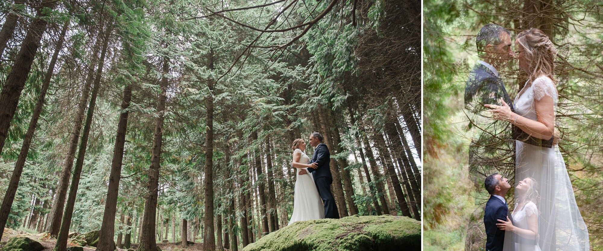 Montagem de 2 fotografias :: Casal a abraçar-se em cima das rochas