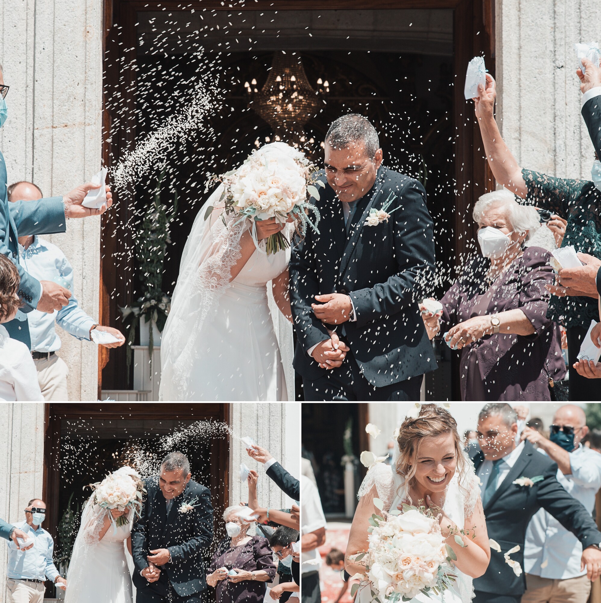 Noivos a saírem da igreja