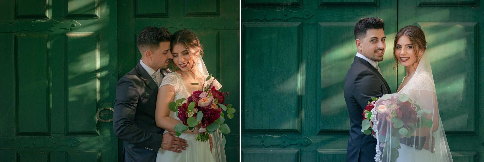 Montagem de 2 fotografias :: Casal a fazer pose, Casal a dar um abraço