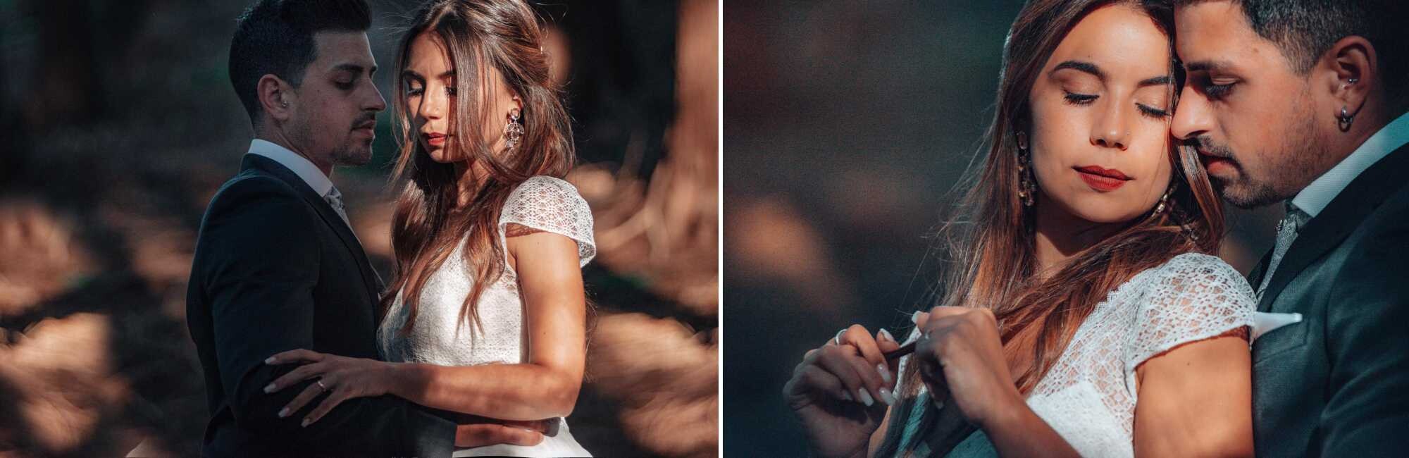 Montagem de 2 fotografias :: Close up do casal a dar um abraço, Close up do casal ao Homem a dar um abraço por trás da mulher