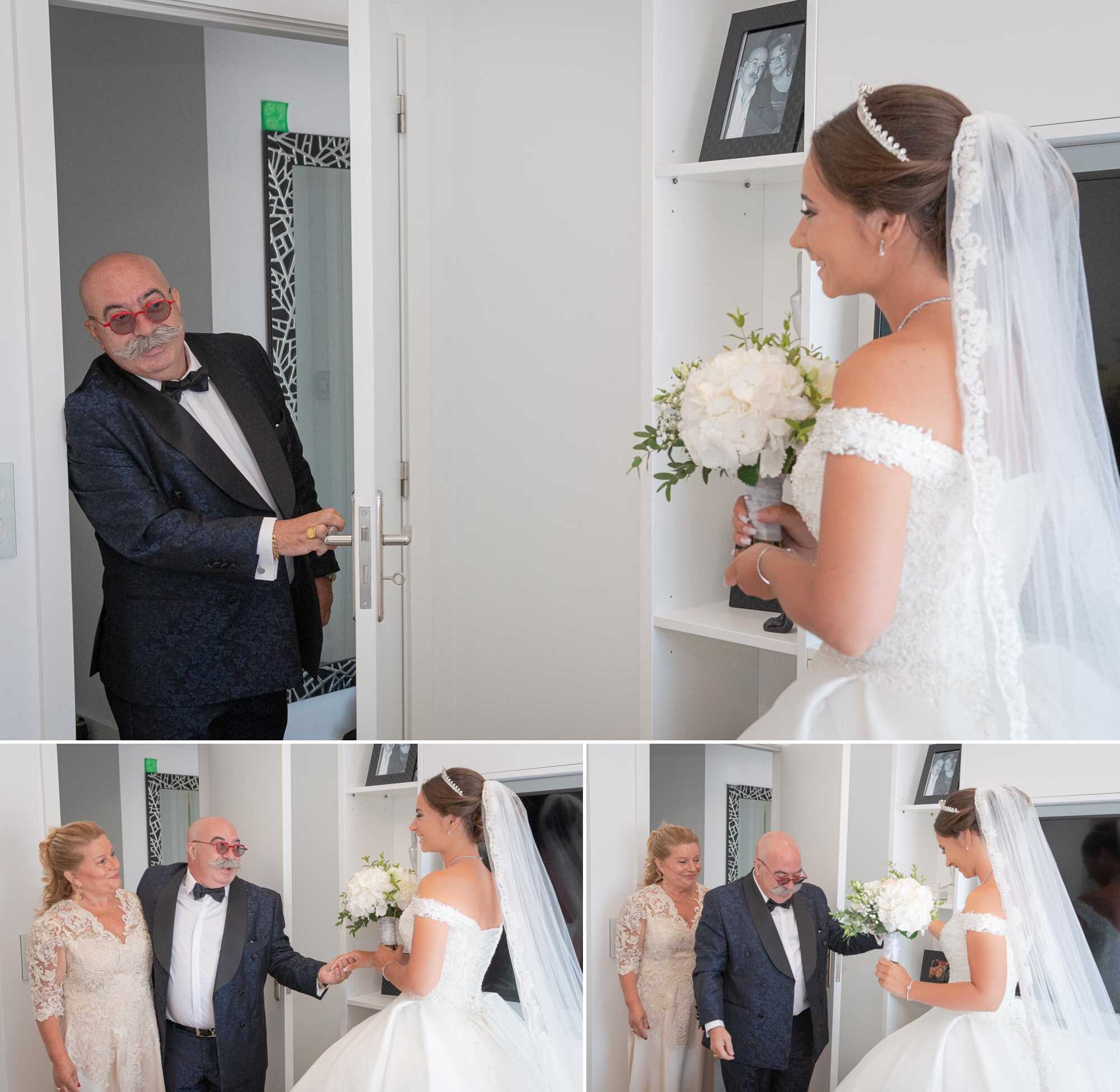 Montagem de 3 fotografias :: Pais a verem as Noiva pela a primeira vez