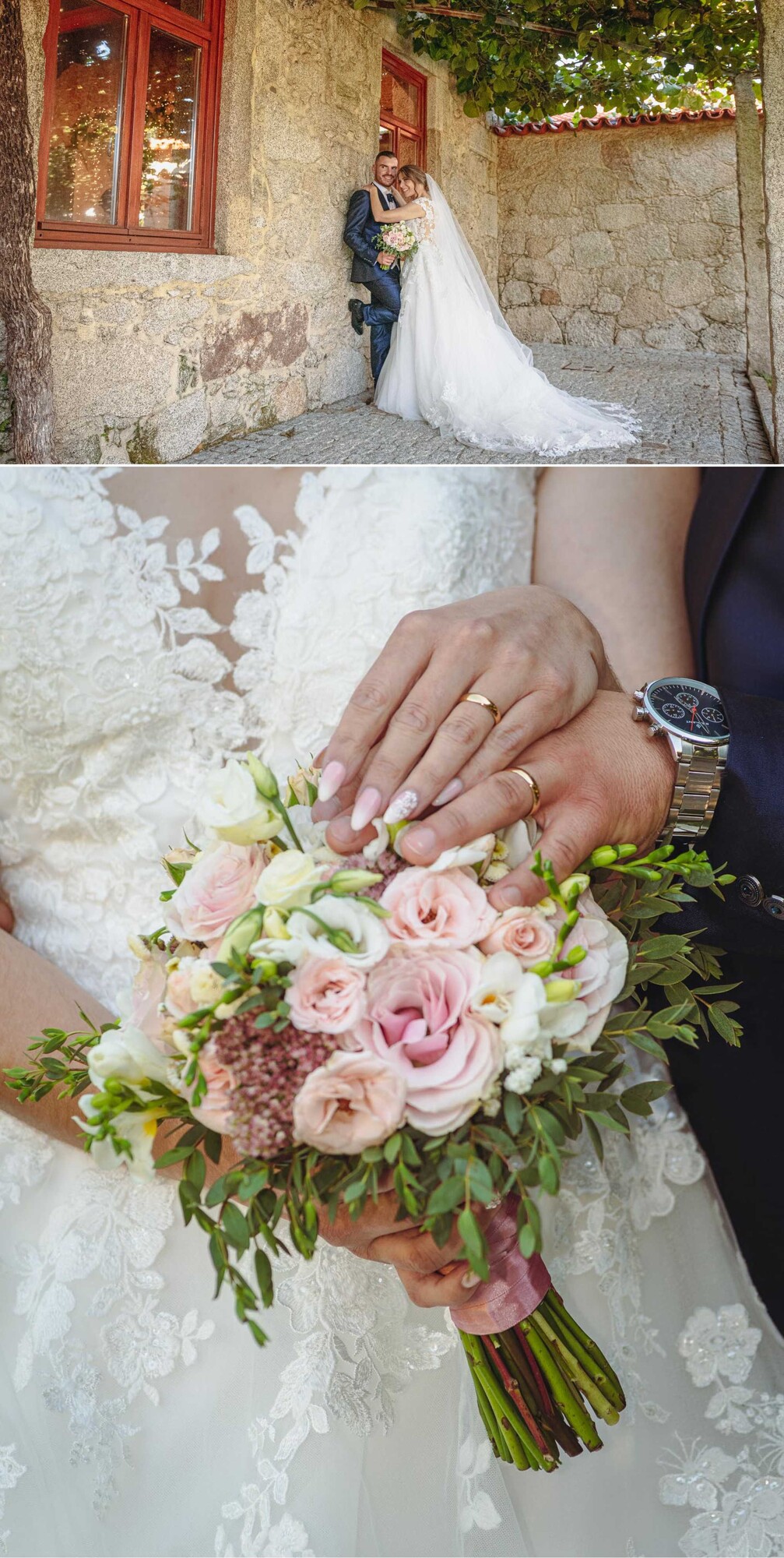 Pormenor do das Alianças e do buque