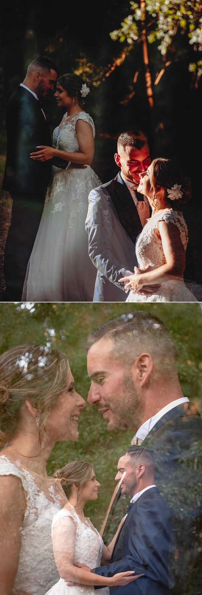 Noivos a olharem um para o outro