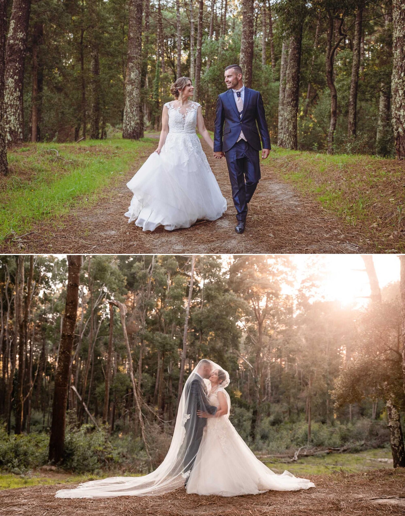 Casal a caminhar pelo o bosque, Casal dentro do véu