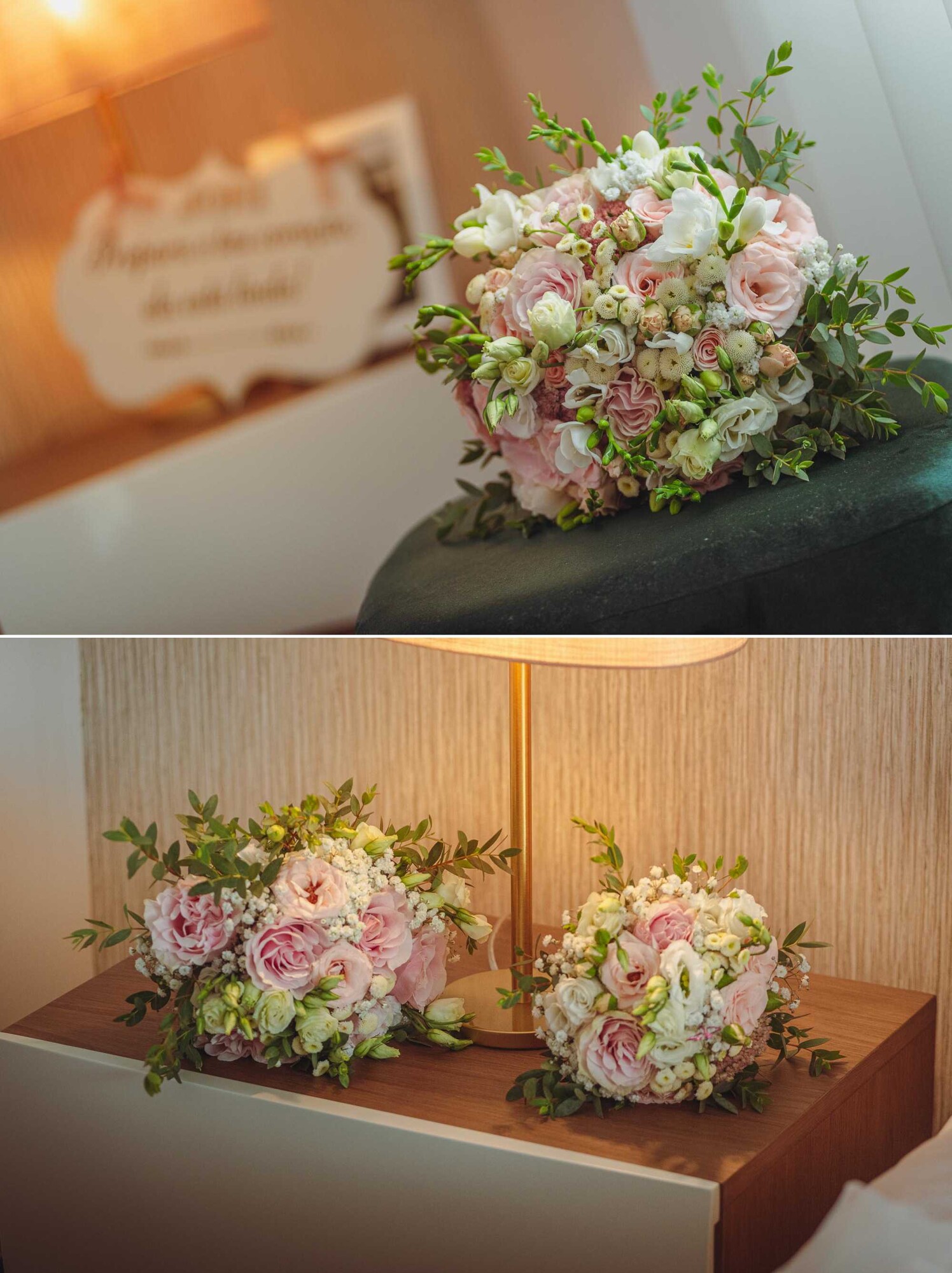 Pormenores do buque de flores da Noiva