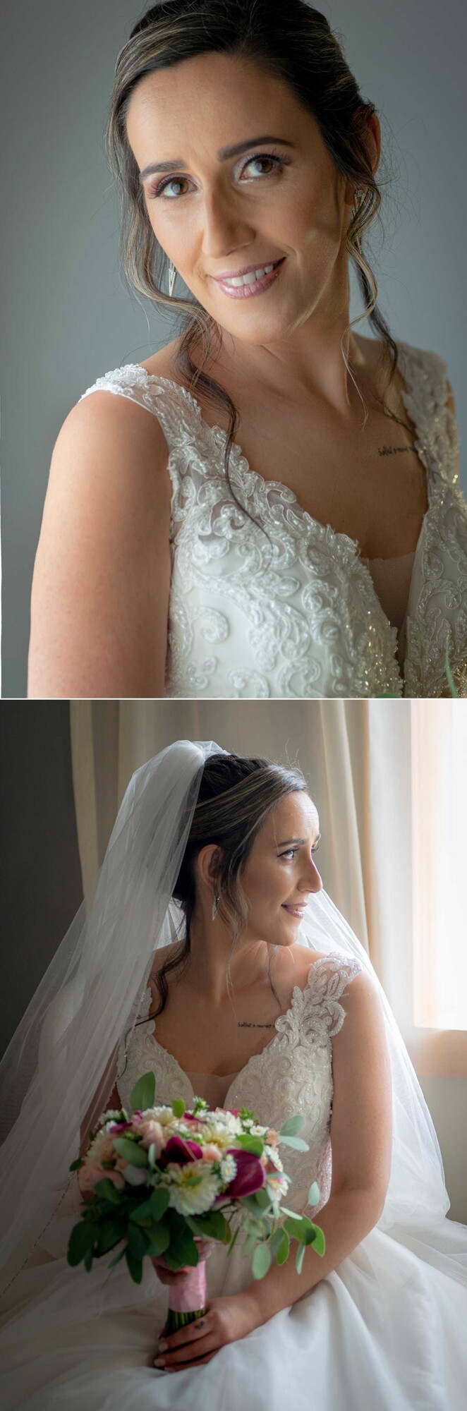 Close Up da Maquilhagem da Noiva, Noiva sentada no cadeirão a segurar o buque