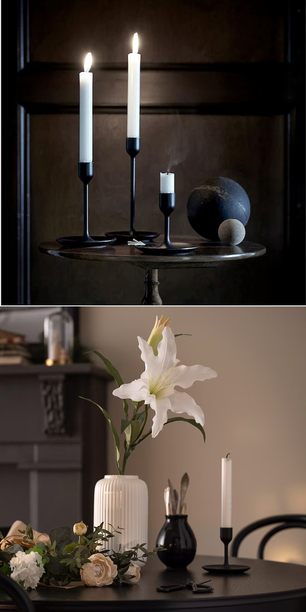 pestisais de velas, jarro de flores