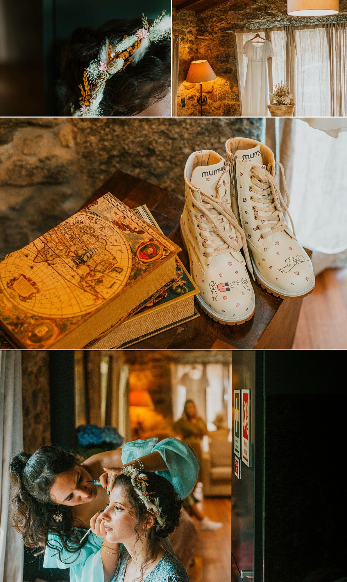 Botas da noiva e maquilhagem