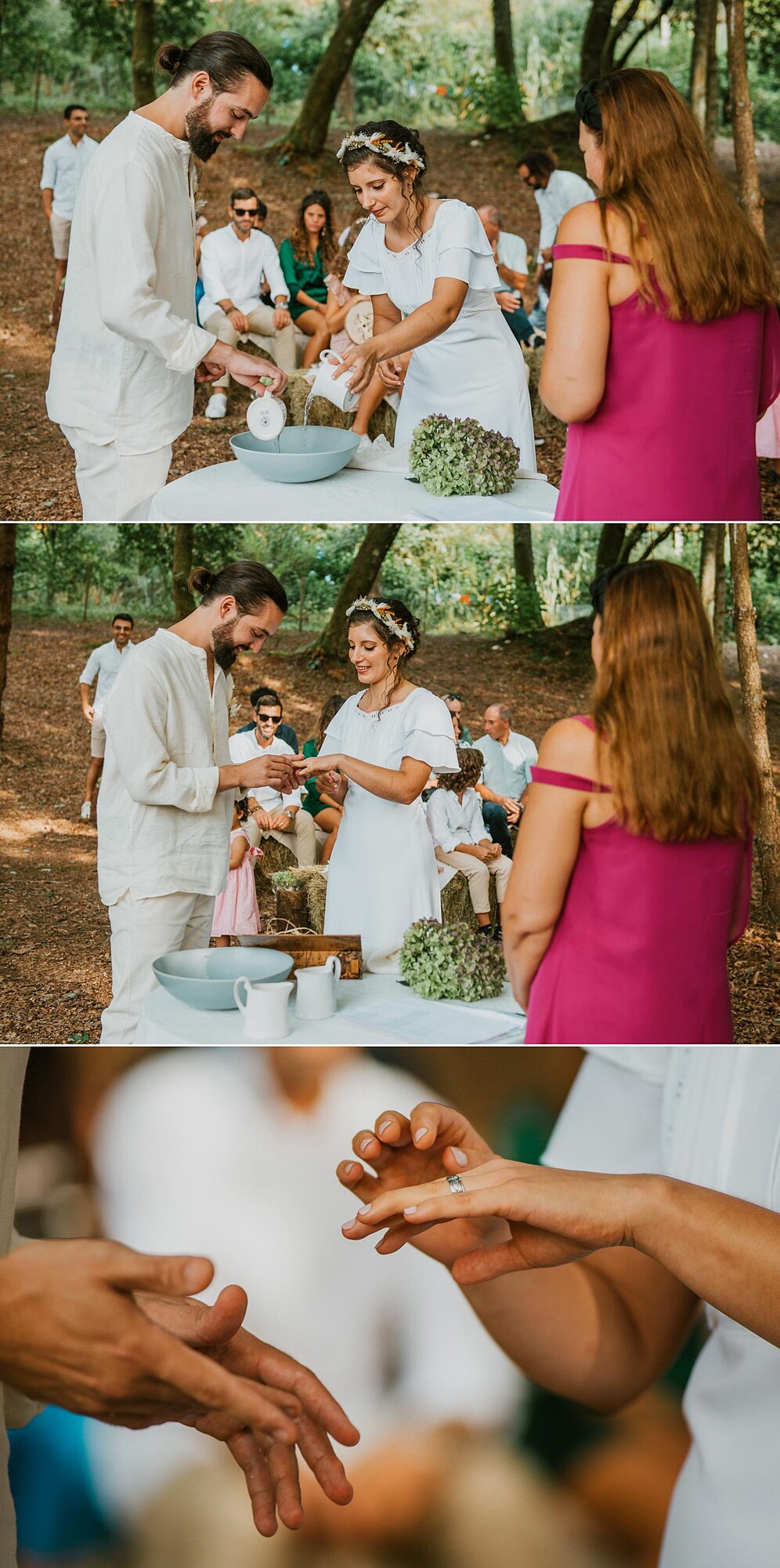 cerimónia civil no exterior e troca das alianças