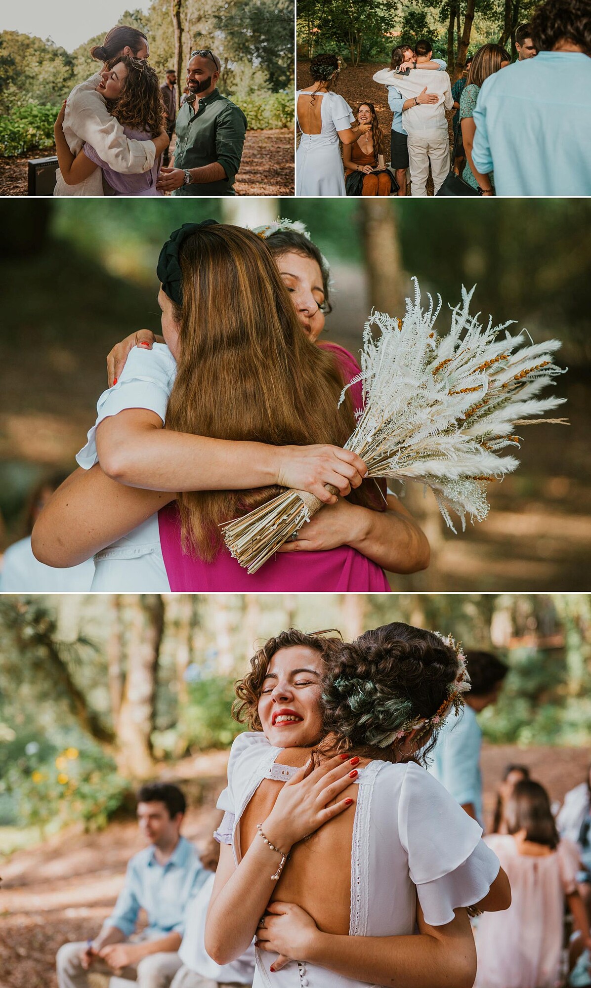 convidados do camento e abraços apertados