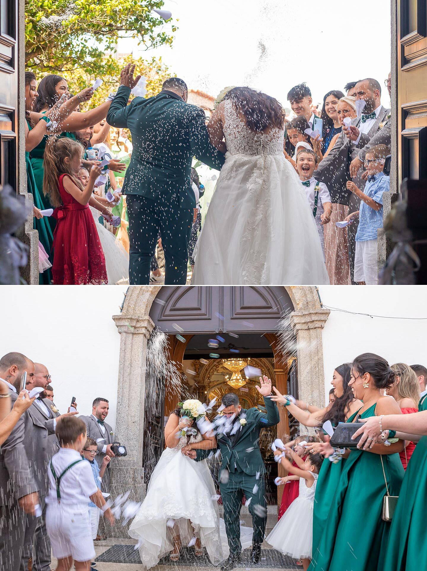 Casal a sair da igreja