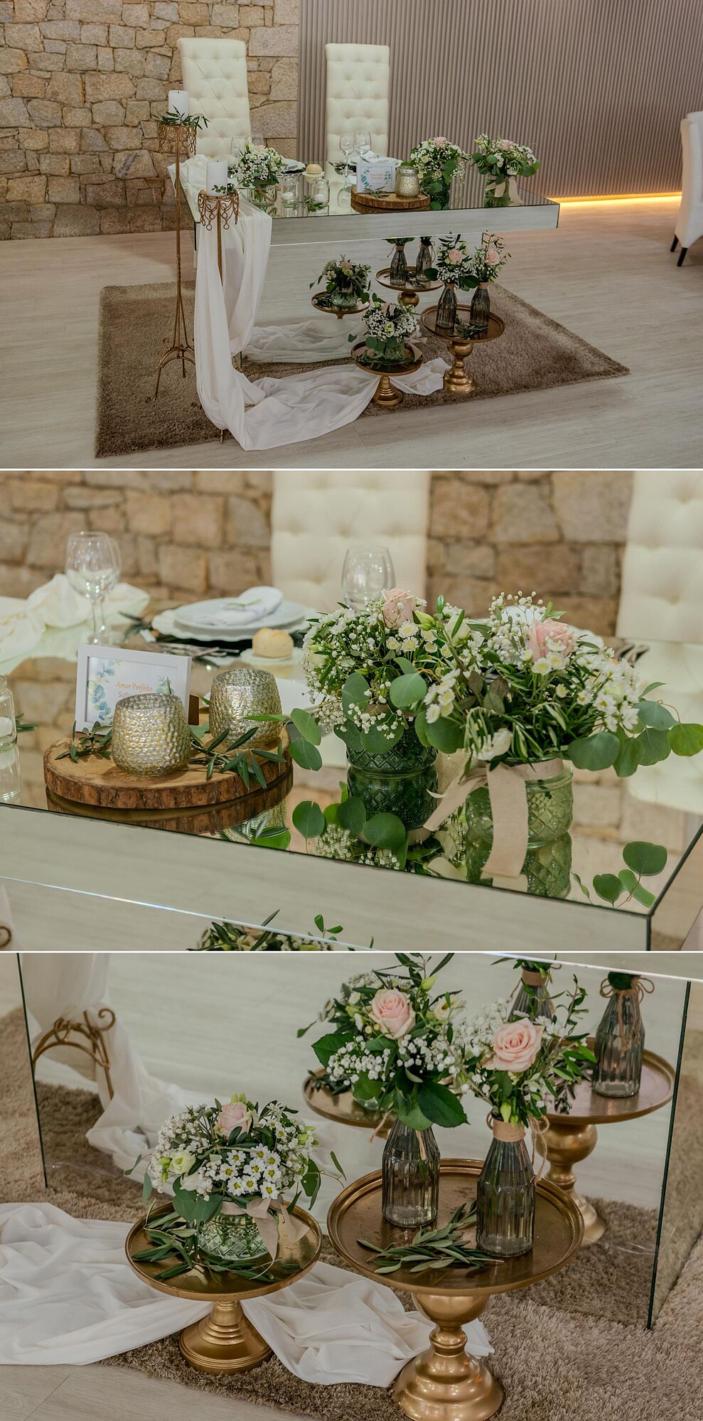 Mesa dos Noivos e pormenores da mesa