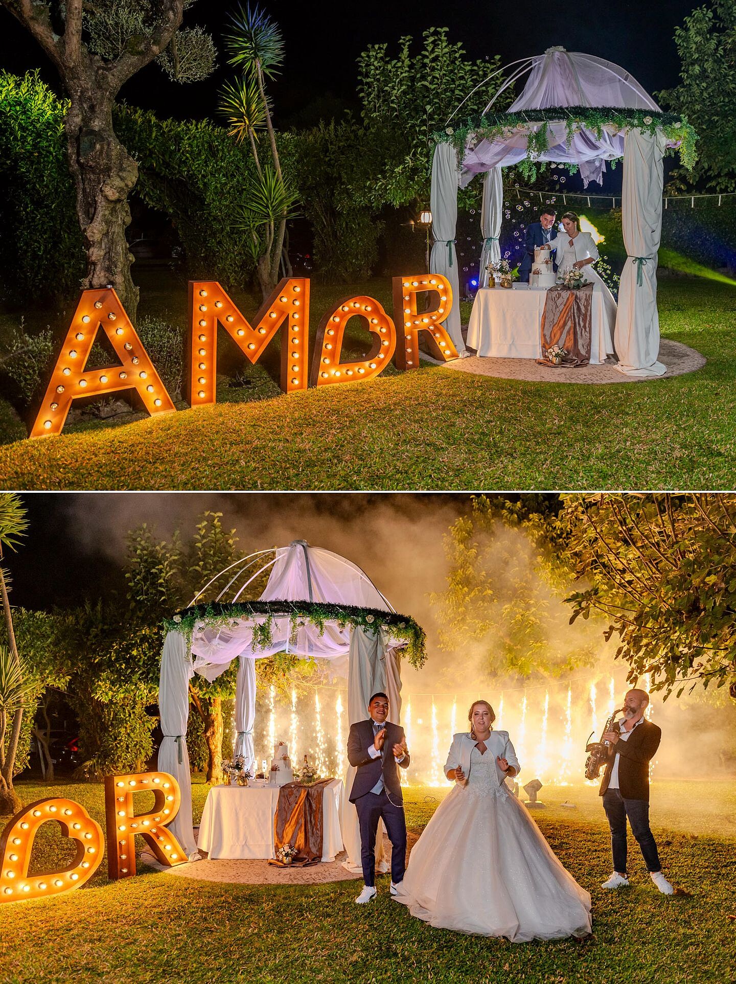 Casal a cortar o bolo, Casal a ver os fogos de artificio