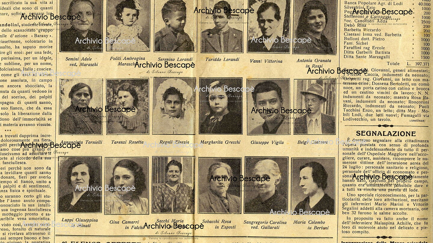 Lodi - Funerali vittime bombardamento 24 luglio 1944