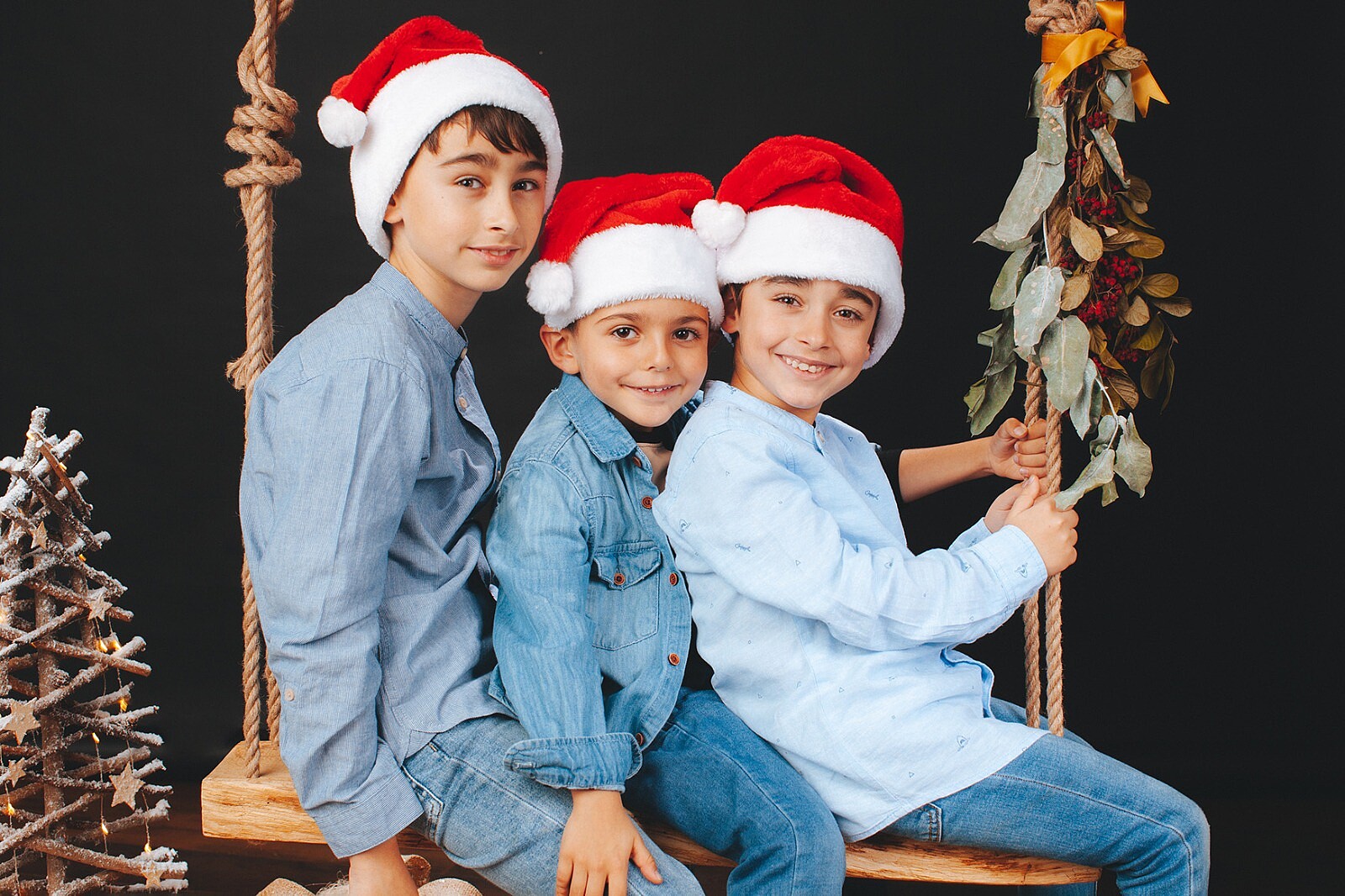Sesion navideña hermanos. Estudio fotografia