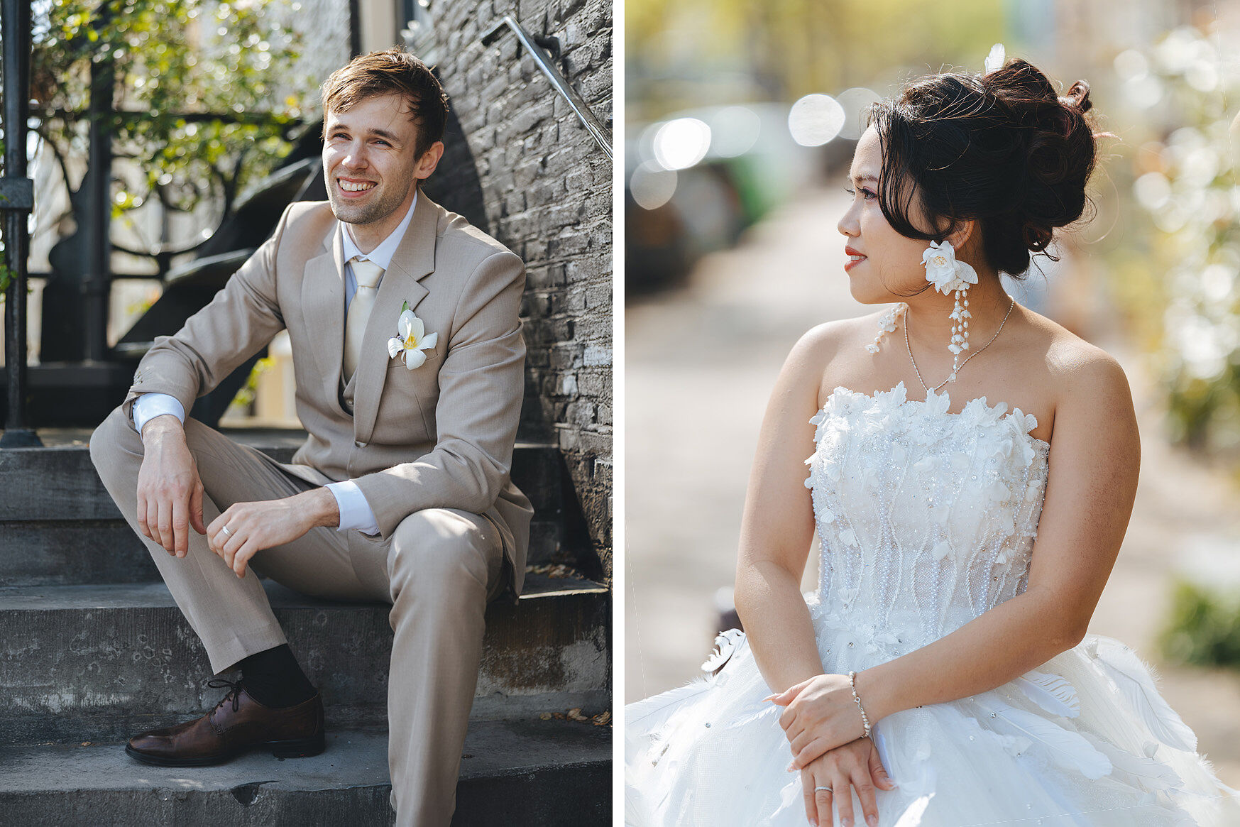 Portrait of bride and groom during wedding photo shoot. Kunst Photo & Art.
