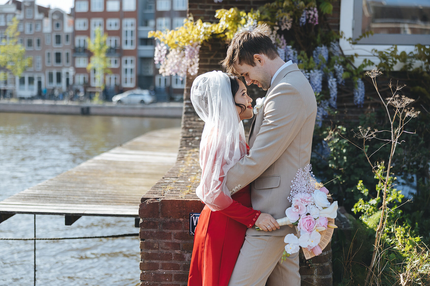 multicultural wedding, bride & groom 