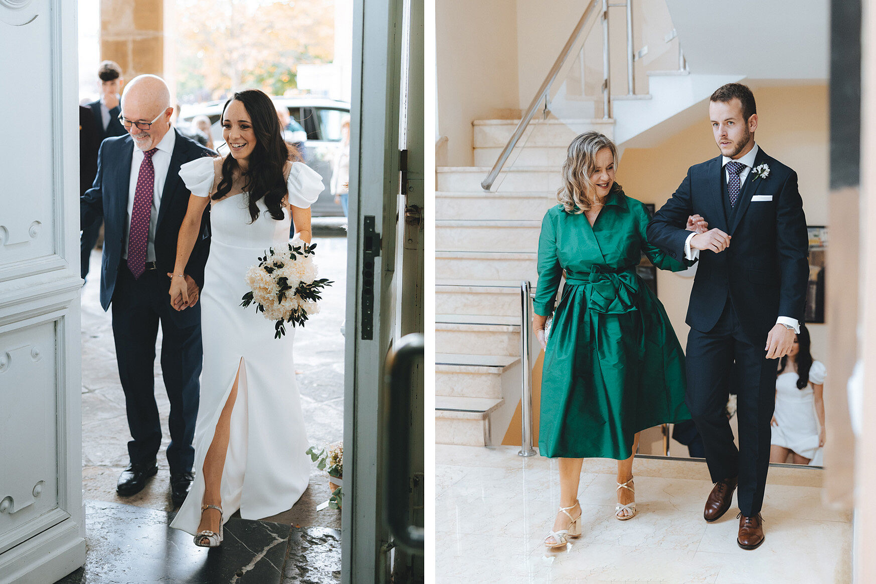 Wedding photography. Bride and groom at Portugalete Town Hall, Basque Country.
